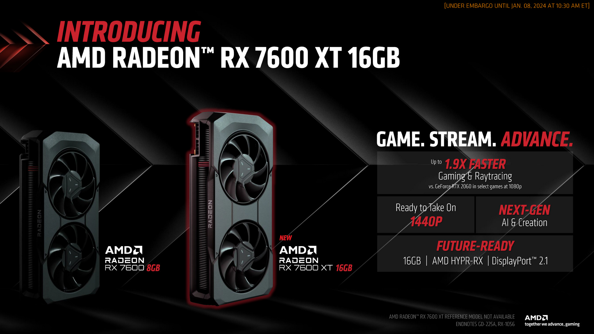 AMD推Radeon RX 7600 XT入门显卡，售US$329、1/24上市